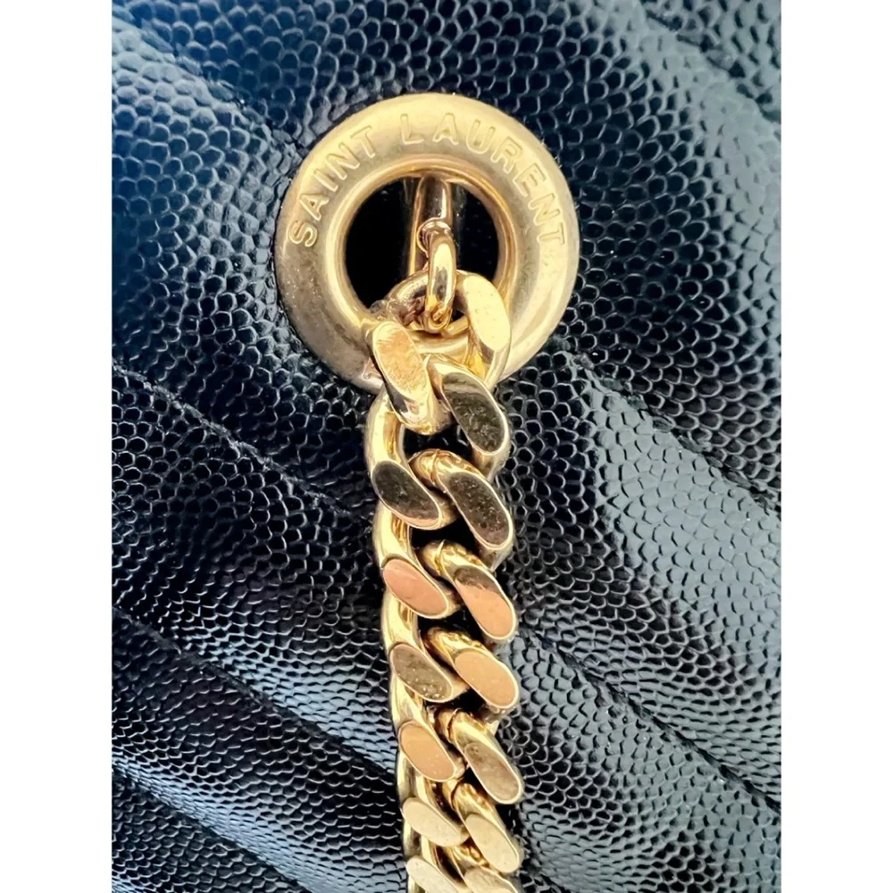 SAINT LAURENT MATELASSE LEATHER MONOGRAM CHAIN CASSANDRE TOTE - Picture 12 of 16